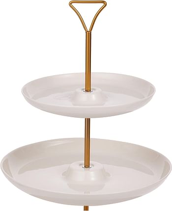 Shallow 7"/9"/11" 3 Tier Round Plate with Gold Stand