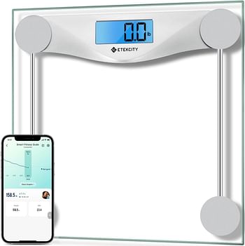 Etekcity Digital Body Weight Bathroom Scale, Large Blue LCD Backlight Display, High Precision Measurements,6mm Tempered Glass, 400 Pounds