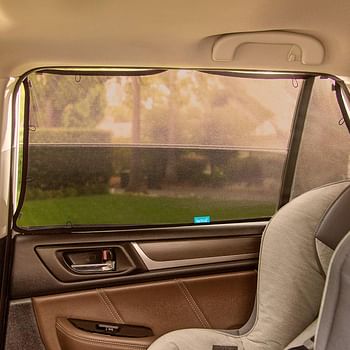 Brica by Munchkin Magnetic Stretch -to-Fit Sun Shade - 5 Magnets Attach to Metal Car Window Frame - Maximum UVA/UVB Protection