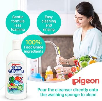 Pigeon Liquid Cleanser for Baby Accessories and Fruits and Vegetables -  White -450ml - Pack of 2