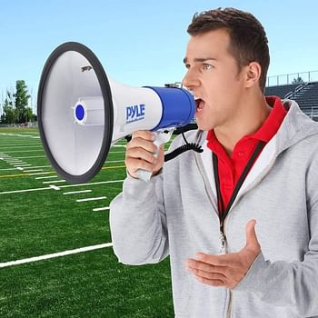 PYLE-PRO Portable Megaphone Speaker PA Bullhorn - Built-in Siren -50W Adjustable Volume Control in 1200 Yard Range, Ideal for Any Outdoor Sports, Cheerleading Fans & Coaches or for Safety Drills-PMP50