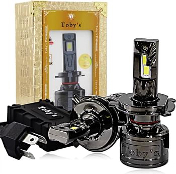 Toby's TF120 H4 2 Pieces 120W LED Headlight Bulb Assembly 12000 Lumens Xtreme Bright With Color Temperature 6500K