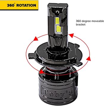 Toby's TF120 H4 2 Pieces 120W LED Headlight Bulb Assembly 12000 Lumens Xtreme Bright With Color Temperature 6500K