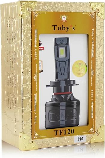 Toby's TF120 H4 2 Pieces 120W LED Headlight Bulb Assembly 12000 Lumens Xtreme Bright With Color Temperature 6500K