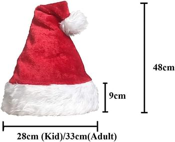 HausFine Christmas Hat 2pcs Set Fluffy Plush Christmas Hats Velvet Thicken Red Xmas Santa Hat for Adults Kids Christmas Party Hats Kit - 4pcs