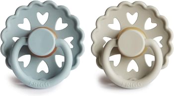 FRIGG Fairytale Latex Baby Pacifier 6-18 Months | 2 Pack Soother | Round Natural Rubber Nipple with Heart Shaped Air Holes | Made In Denmark — Ole Lukoie/Clumsy Hans
