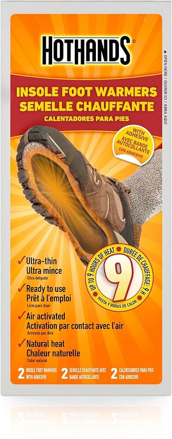 Hothands Insole Foot Warmers - Long Lasting Safe Natural Odorless Air Activated Warmers - Up To 9 Hours Of Heat - 5 Pair