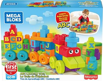 Mega Bloks First Builders Abc Learning Train With Big Building Blocks - Building Toys For Toddlers 60 Pieces Dxh35 - MultiColour