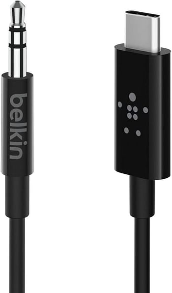 Belkin RockStar 3.5 mm Audio Cable with USB-C Connector USB-C to 3.5 mm Audio Cable, USB-C to Aux Cable, 3 ft/0.9 m