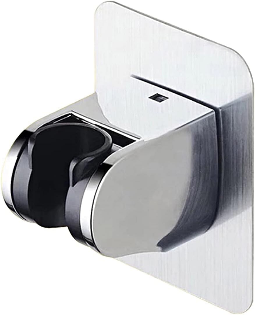SHOWAY Self Adhesive Handheld Shower Head Holder, Adjustable Angle Shower Wand Holder, Bathroom Wall Mount Shower Arm Bracket, ABS - Chrome