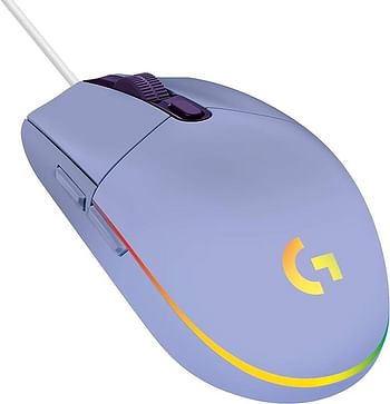 Logitech G203 Lightsync Gaming Mouse, 8000 Dpi, Customizable Buttons & Color Waves - Lilac