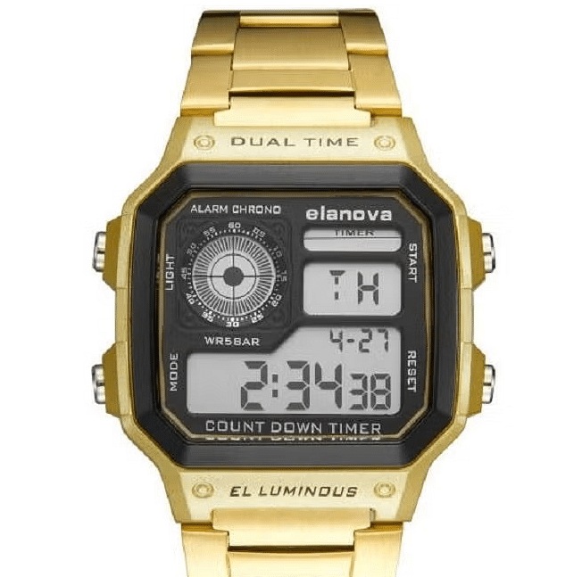 Elanova Men's Water Resistant Digital Watch EL906- Gold