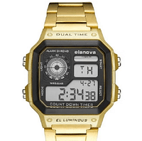 إيلانوفا ساعة يد رقمية  للرجال مقاومة للماء طراز EL906 - ذهبي
