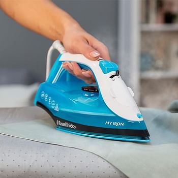 Russell Hobbs 25580 My Iron Steam Iron, Ceramic Soleplate, 260 ml Water Tank, Self-Clean Function and Two Metre Power Cable, 1800 W, Blue and White
