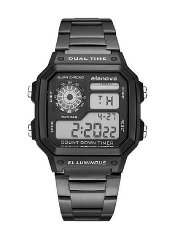 Elanova Men's Water Resistant Digital Watch EL906- Silver