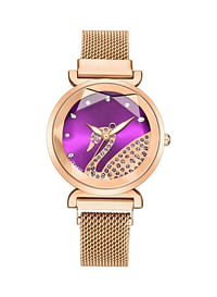 إيلانوفا ساعة يد بعقارب وسوار من الاستانلس ستيل طراز EL60R للنساء 50 ملي - متعدد الألوان