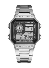 Elanova Men's Water Resistant Digital Watch EL906- Silver