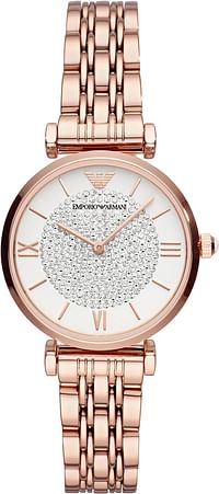 Emporio Armani AR11244 Women's Stainless Steel Two-Hand Dress Watch/Analog/Rose Glitz