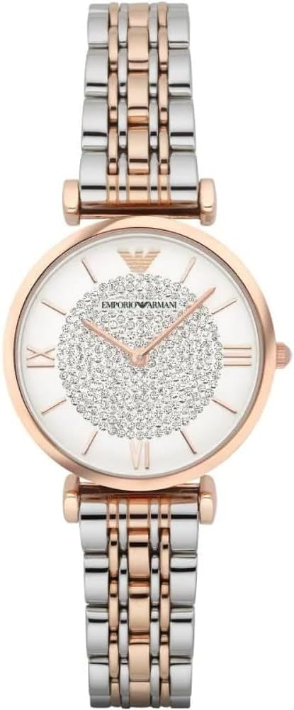 Emporio Armani AR1926 Women's Two-Hand, Stainless Steel Watch, 32mm case size/Analog/White/Silver/Rose Gold