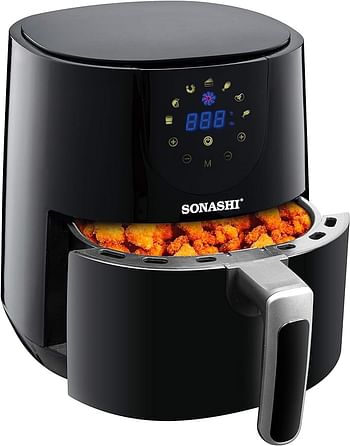 SONASHI SAF-420 Digital Air Fryer – LED Touch-Screen Display, Temperature Control, 4.2 L Teflon Pan, Overheat Protection, 220-240 V, 1300 W, Specialty Kitchen Appliances