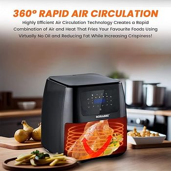 SONASHI SAF-800 Digital Air Fryer – LED Touch-Screen Display, Temperature Control, 8.0 L Teflon Pan, Overheat Protection, 220-240 V / 1700 W