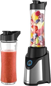 Sonashi Portable Sports Blender SB-184, 300W, One-Touch Button Smoothie Maker with 570ML BPA-Free Sports Bottle, LED Power Light, Stainless Steel Housing