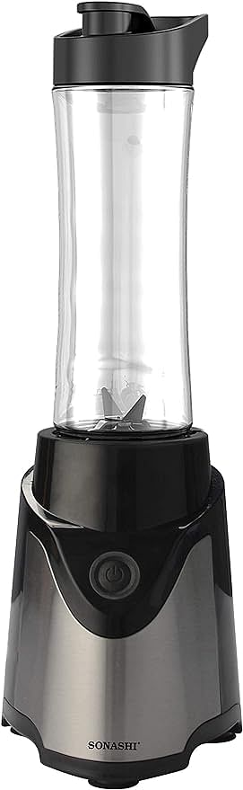 Sonashi Portable Sports Blender SB-184, 300W, One-Touch Button Smoothie Maker with 570ML BPA-Free Sports Bottle, LED Power Light, Stainless Steel Housing