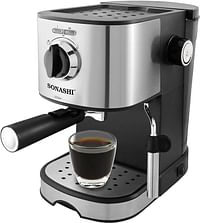سوناشي SCM-4963 ماكينة صنع القهوة الكل في واحد - ماكينة صنع القهوة اليدوية مع مضخة أولكا إيطاليا بقدرة 850 وات، خزان مياه كبير قابل للفصل سعة 1 لتر، حماية من الحرارة الزائدة