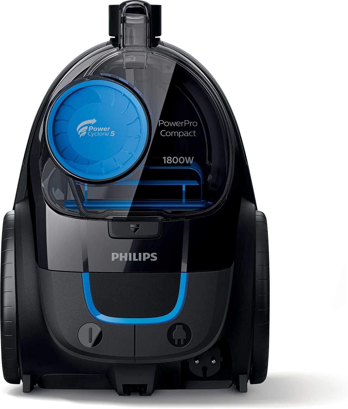 Philips PowerPro Compact 1800W, 360W suction power, Power Cyclone 5 technology, integrated brush, HEPA filter, easy to empty dust bucket, 1.5L dust capacity FC9350/01