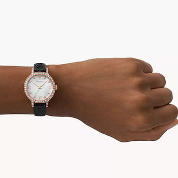 Emporio Armani AR11485 Three-Hand Black Leather Watch