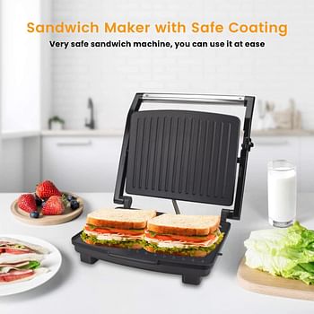 Sonashi 2000W Contact Grill SGT-854 – 4 Slice Press Grill & Sandwich Maker with Dual Indicator, Temperature Control, Removable Drip Tray | Kitchen Appliance