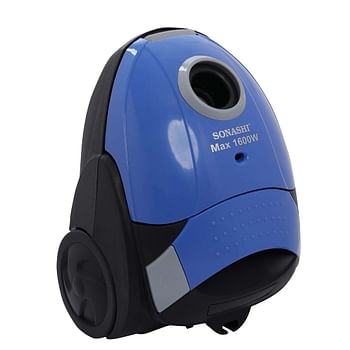 Sonashi Canister Vacuum Cleaner SVC-9024 - 1600W - Low Noise Vacuum Cleaning Machine With Powerful Suction - 1.5L Dust Bag -Flexible Hose  - Blue , Silver