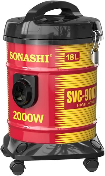 Sonashi 2000W Drum Vacuum Cleaner SVC-9007N With 18 L Dust Capacity, Multi-Stage Filtration System - Super Low Noise