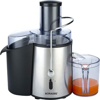 Sonashi Juice Extractor SPJ-501-850W -  2 Speeds Juicer With 1.8L Pulp Container - Motor Overheat Protection - Mesh Strainer - Black