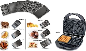 Sonashi 7-in-1 Multi Snack Maker SSM-862 - Detachable Sandwich - Grill Donut Waffle Cupcake Nutty Omelet Making Plates