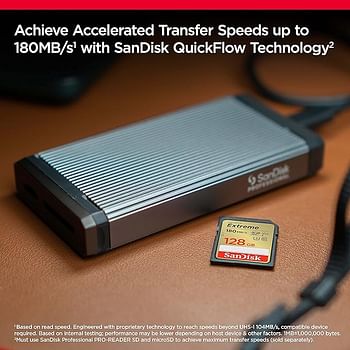 Sandisk 128Gb Extreme Sdxc Card + Rescuepro Deluxe, Up To 180Mb/S, Uhs I, Class, 10, U3, V30 Sdsdxva 128G Gncin, Black
