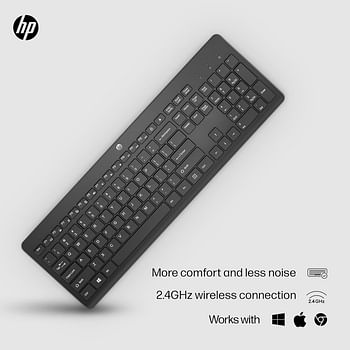 HP 230 Wireless Keyboard - 2.4GHz Bluetooth Connection - Low-Profile, Quiet Design - Windows & Mac OS - Laptop, PC Compatible - Shortcut Keys & Number Pad - Long Battery Life,Black