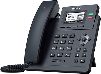 Yealink SIP-T31P Entry-level IP Power over Ethernet Corded Phone with 2 Lines, HD Voice and 2.3 Inch Graphical LCD Display with Backlight (132 x 64 Pixel) - Black