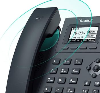 Yealink SIP-T31P Entry-level IP Power over Ethernet Corded Phone with 2 Lines, HD Voice and 2.3 Inch Graphical LCD Display with Backlight (132 x 64 Pixel) - Black