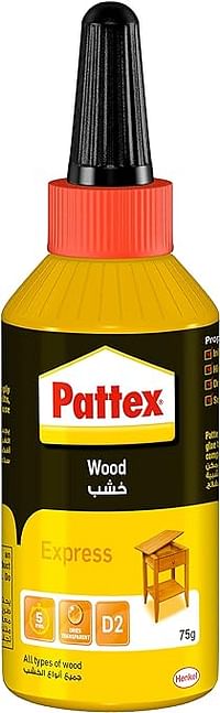 Pattex Wood Express, Quick-Drying Wood Glue, Vinyl Glue For Mounting, Assembling, Veneering And Laminating On Wooden Supports, White Glue, 1 X 75 G
