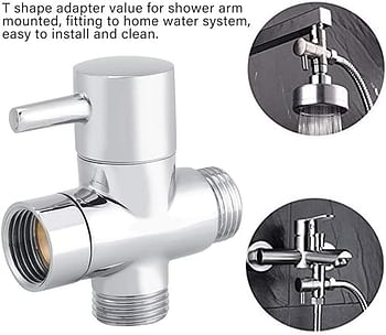 Haofy G1/2 inch 3 Way Shower Arm Diverter Valve, Bathroom Universal Shower System Component Replacement Part for Hand Held Showerhead and Fixed Spray Head, Solid Brass with Chrome Plating