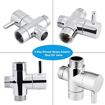 Haofy G1/2 inch 3 Way Shower Arm Diverter Valve, Bathroom Universal Shower System Component Replacement Part for Hand Held Showerhead and Fixed Spray Head, Solid Brass with Chrome Plating