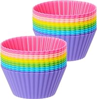 SKY TOUCH 24Pcs Silicone Cupcake Liners, Baking Cups Non Stick Cake Muffin Chocolate Cupcake Liner Baking Cup Mold - Multicolor