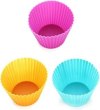 SKY TOUCH 24Pcs Silicone Cupcake Liners, Baking Cups Non Stick Cake Muffin Chocolate Cupcake Liner Baking Cup Mold - Multicolor