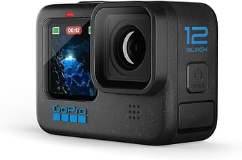 جو برو كاميرا اكشن هيرو 12 مقاومة للماء مع فيديو الترا اتش دي 5.3K60، صور بدقة 27 ميجابكسل، HDR، مستشعر صورة 1/1.9 انش، بث مباشر، كاميرا ويب، تثبيت، أسود