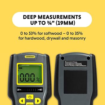 General Tools Digital Moisture Meter MMD7NP - Humidity Sensor- Pinless and Non-Invasive