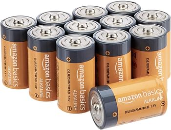 Amazn Basics 12-Pack D Cell Alkaline All-Purpose Batteries - 1.5 Volt