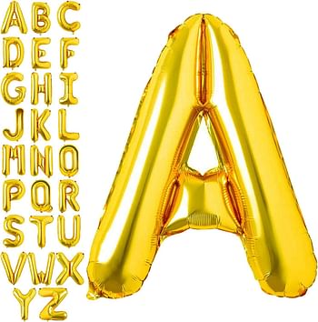 Goldedge S229-AG Letter A Balloons Helium Balloons, Foil Mylar Big for Birthday Party Anniversary Supplies Decorations, Gold 32 Inch Large