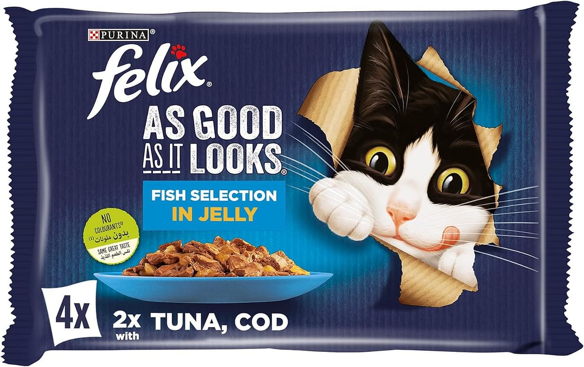 Purina Felix Tuna & Cod Wet Cat Food Pouch, 85g (4 Sachets)