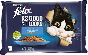 Purina Felix Tuna & Cod Wet Cat Food Pouch, 85g (4 Sachets)